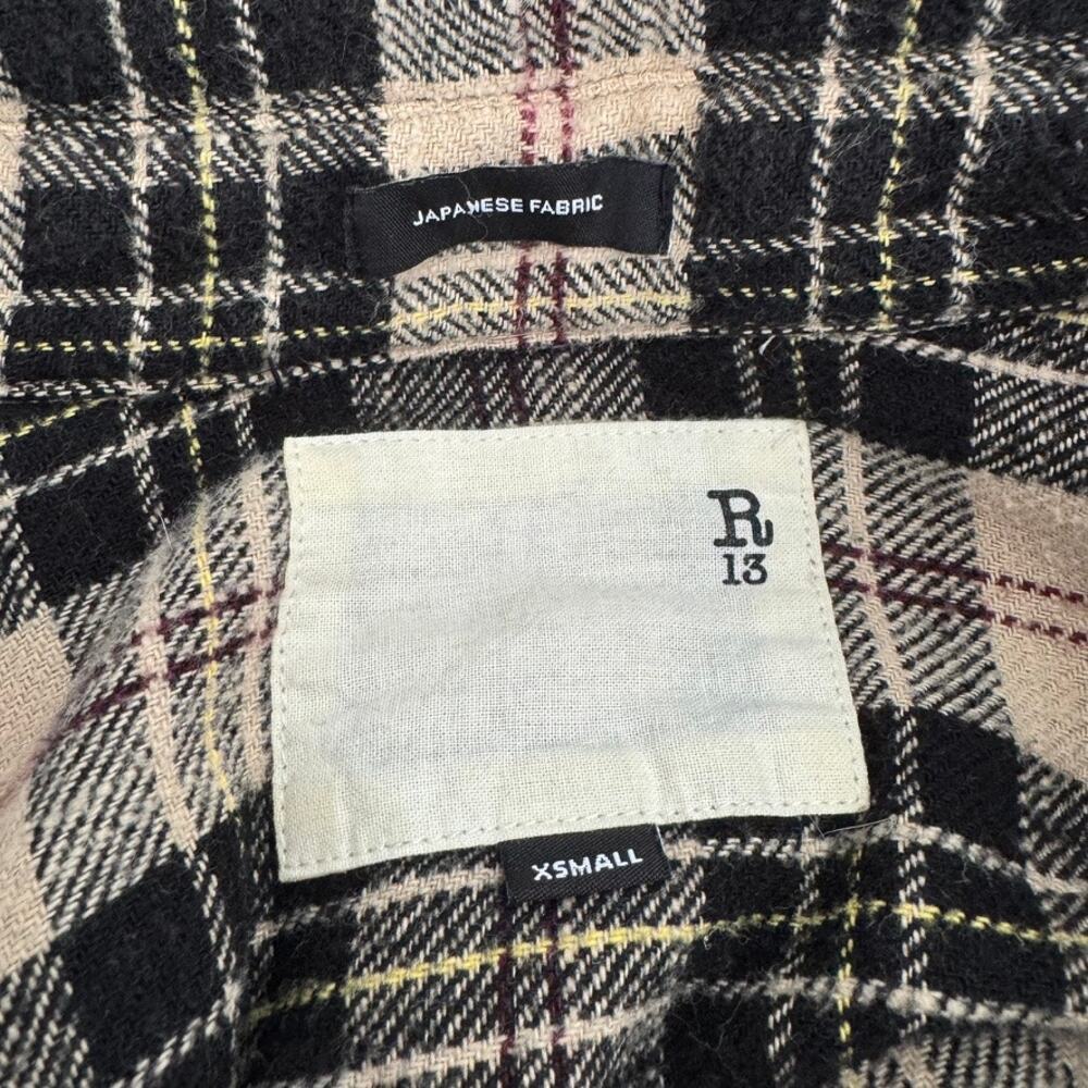 R13 Plaid Gathered Hem Workshirt Size XS - Picture 12 of 13